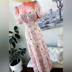 Logan Rae x Roolee Pressed Petals & Puffed Sleeves cottage maiden maxi dress
